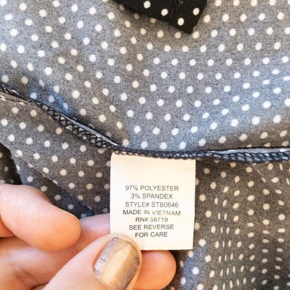 My Collection Black White Polka Dot Sleeveless Blouse XL | Button Front Stretch - Picture 4 of 4
